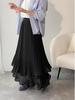 Elegant Japanese-Style Double-Layer Pleated Chiffon Skirt, Slimming and Versatile with an Elastic Waist