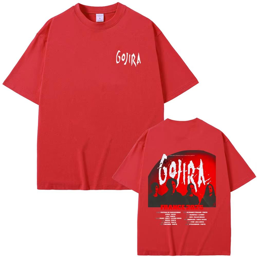 Camiseta de Banda de Metal Gojira Gira Francia 2025 Ropa Hombre Mujer Camiseta Gótica Rock Oversize Camisetas Casuales de Algodón Vintage para Hombre
