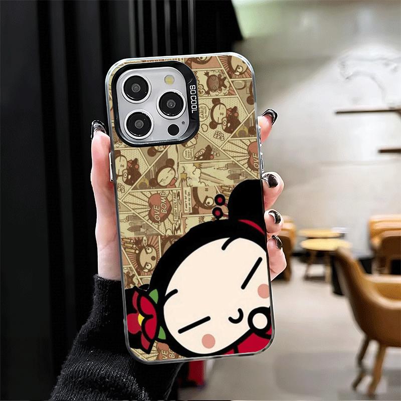 Cartoon Cute Pucca Garu Soft Phone Case for iPhone 15 16 17 Pro Max 17Air 16E 14 Plus 13 12 Mini Shockproof Cover Back Shell