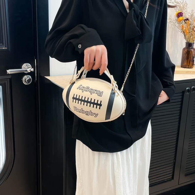 Personalized Rugby Small Bag 2025 New Japanese Soft Girl Cartoon Fashion Shoulder Chain Crossbody Small Round Bag Pu