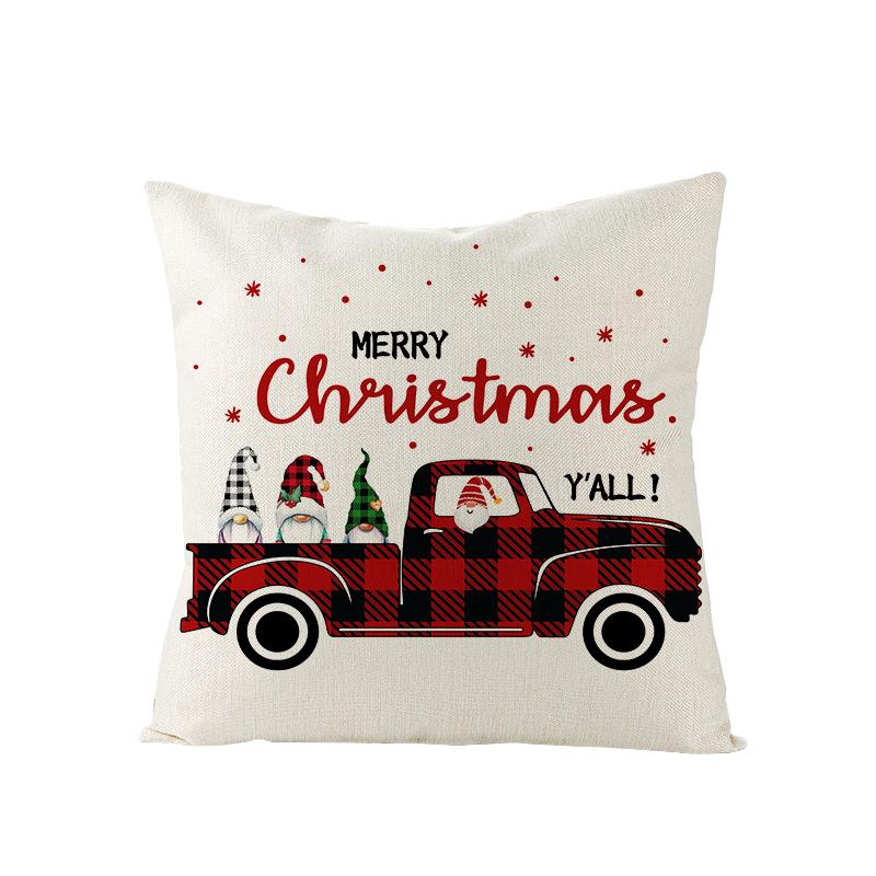 Christmas Pillow Case Red and Black Plaid Christmas Tree Snowflake Polyester Series Printed Sofa Cushion