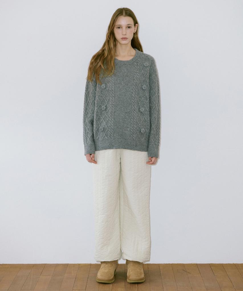 SINOON Flower Mix Fisher Pullover Kint (Melange Gray)
