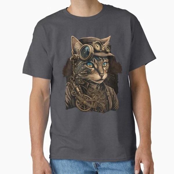 Steampunk Cat Classic Tshirt Made In Usaaus Tshirt S2xl S