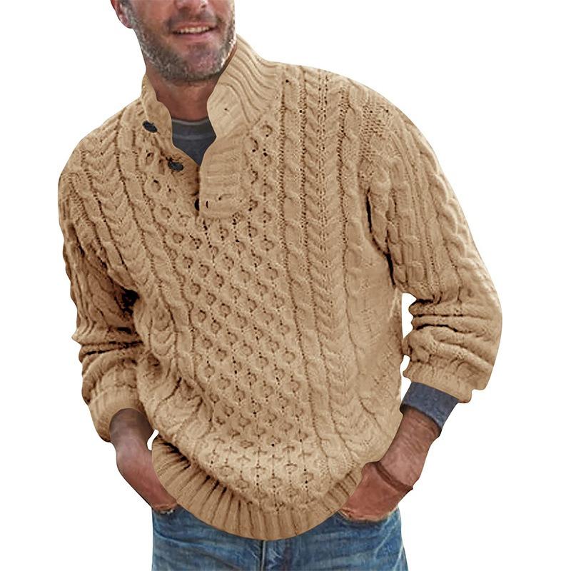 

2026 Winter New Arrival Men s Solid Color Half-High Neck Slim Fit Long Sleeve Knitted Sweater XXL хакі