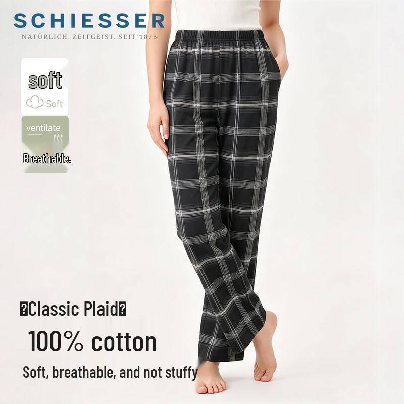 Schiesser Women s Pure Cotton Plaid Lounge Pants XL