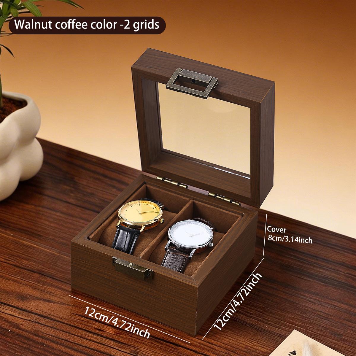 

1pc Multi grid wooden watch box with glass cover adjustable jewelry storage box glasses bracelet velvet watch display box