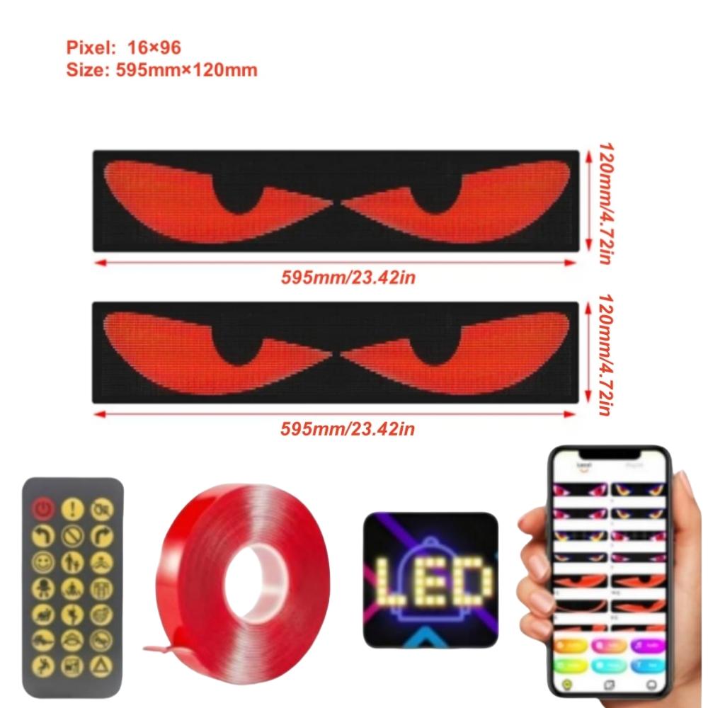 

2 шт. светодиодные фары-глаза для автомобиля, прицепа, грузовика, лобового стекла, беспроводные самоклеящиеся, светодиодный экран-глаза, анимированные светодиодные глаза для автомобиля, которые мигают spain