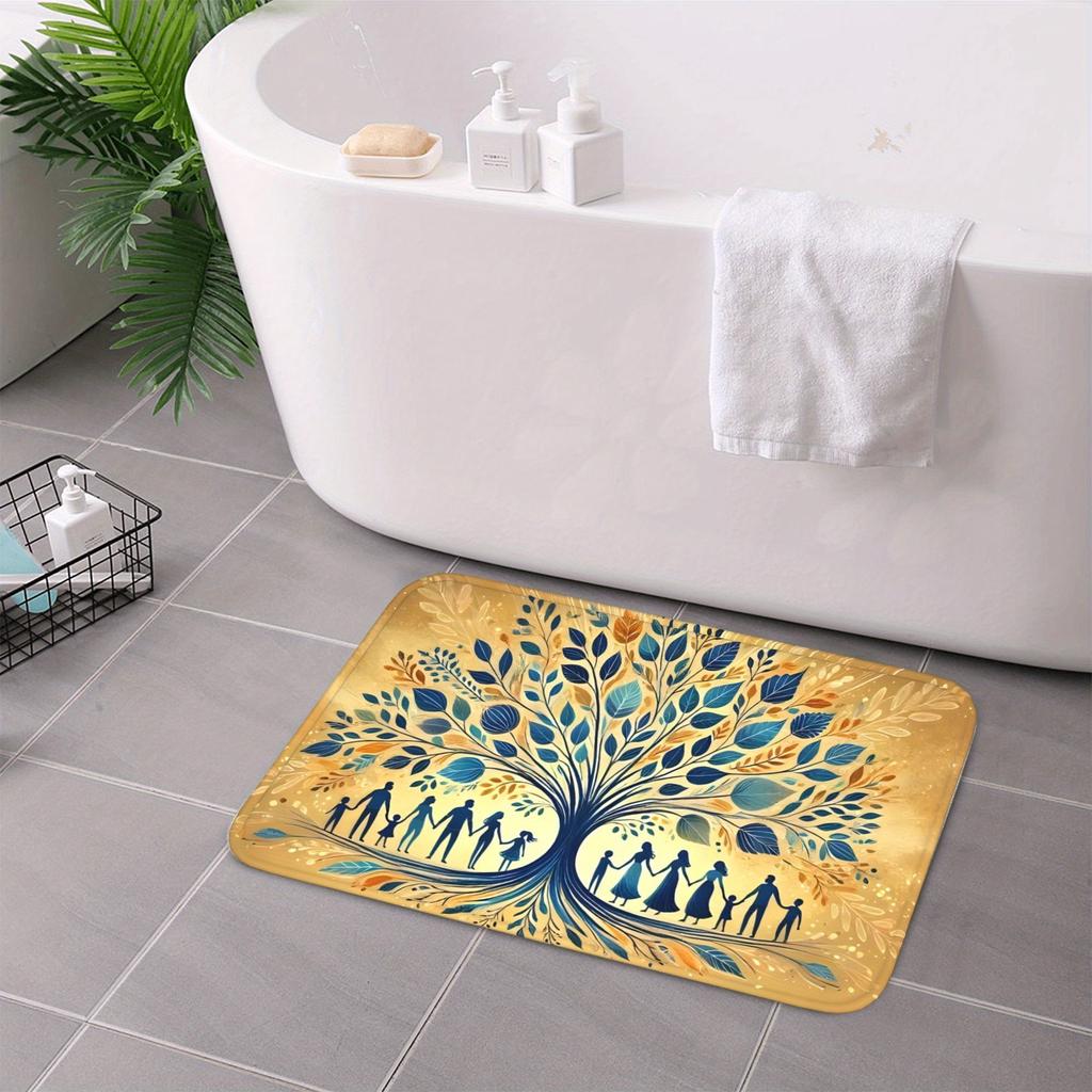 1PC Family Tree of Love Kitchen Rug Non-Slip Door Mat Pop design Bathroom Rug Bath Mat Carpet for Home Sink Laundry Decoreeree