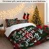 3pcs Checkered Christmas Print Coreless Bedding Set Multiple Size Bedrooms Dormitories All Season Comfortable Machine Washable