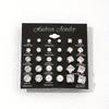15-Pair Retro & Geometric Stud Earring Set: Pearl & Six-Claw Cubic Zirconia