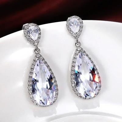New Gorgeous Women'S Drop Earrings Big Pear Shaped Cubic Zirconia Graceful Bridal Wedding Engagement Earring Fashion Jewelry