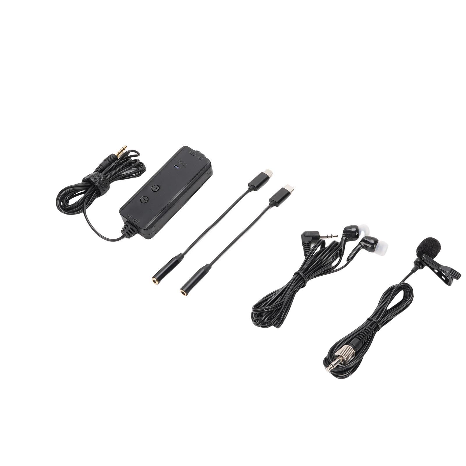 

Lavalier Lapel Microphone Plug and Play Microphone Amplifier Clip on Mic with Monitoring Headphones for Video Recording