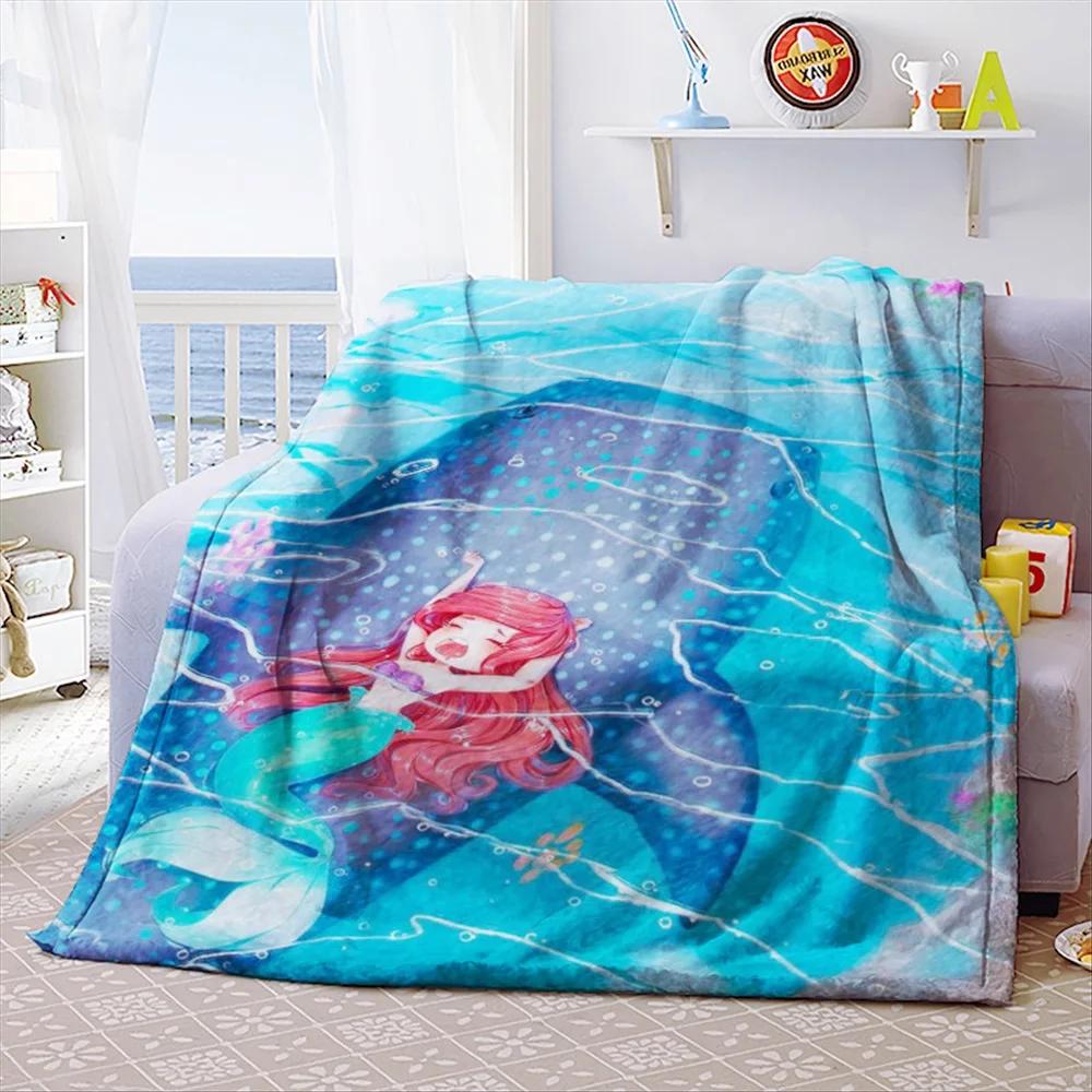 Mermaid Princess Ariel Home Textile Coral Fleece Throw Blankets Good Quality Flatsheet Bedding for Baby Kids Girls Gifts