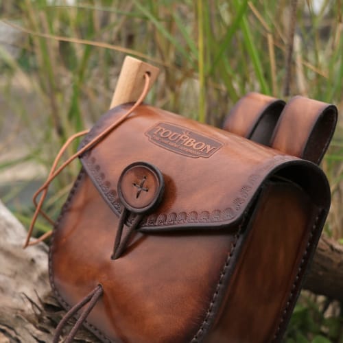 TOURBON Shell Pouch, Leather Tool Pouch, Belt Carry Case for Airsoft, Camping, Mountaineering, and Fishing