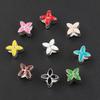 10Pcs/Lot 9.5×9.5mm Alloy Drop Oil Beads Colorful Four Petal Flower Large Hole Loose Beads For Diy Bracelet Necklace Jewelry