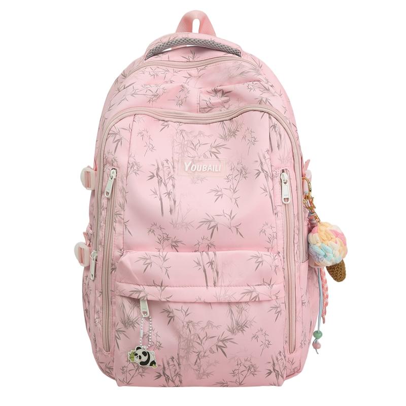 Bamboo Printed Backpack Junior High School Student Schoolbag Lightweight Large Capacity Backpack
