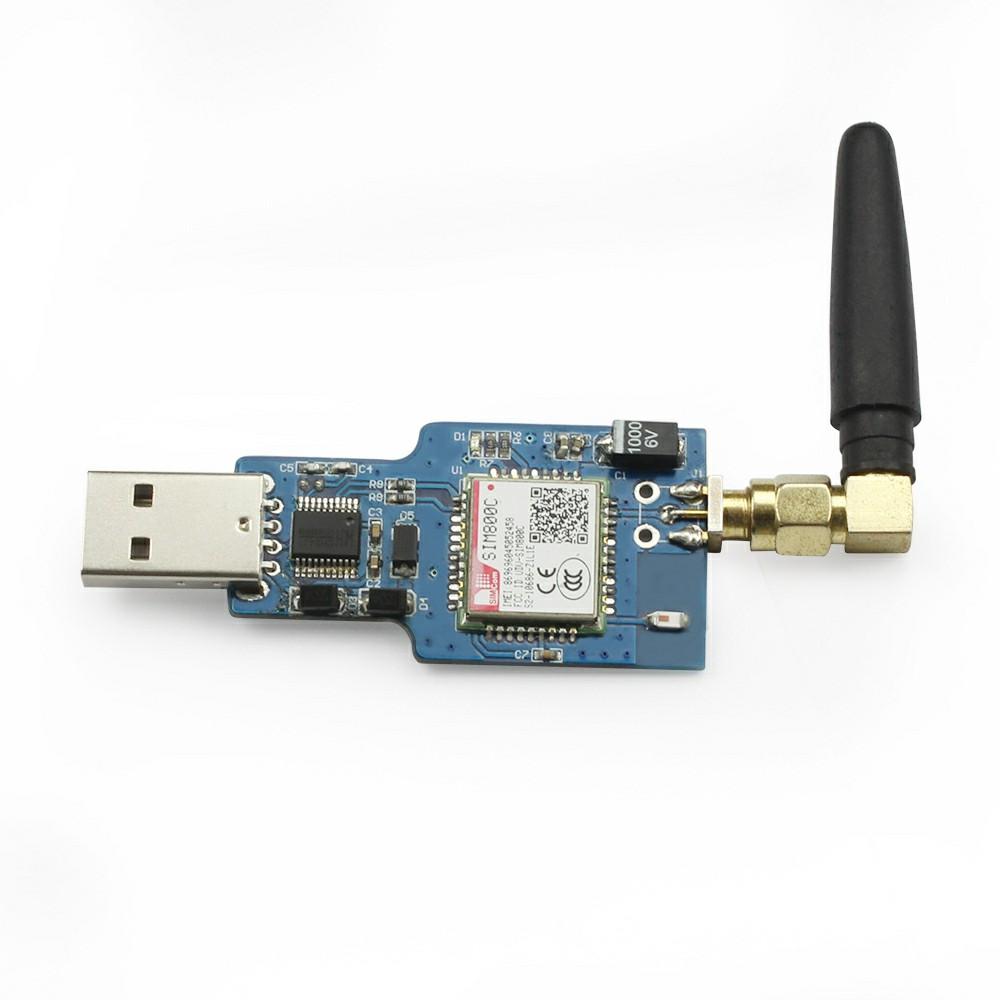 

Модуль USB to GSM Serial GPRS SIM800C з Bluetooth Керування дзвінками з комп ютера 10*10*2 білий