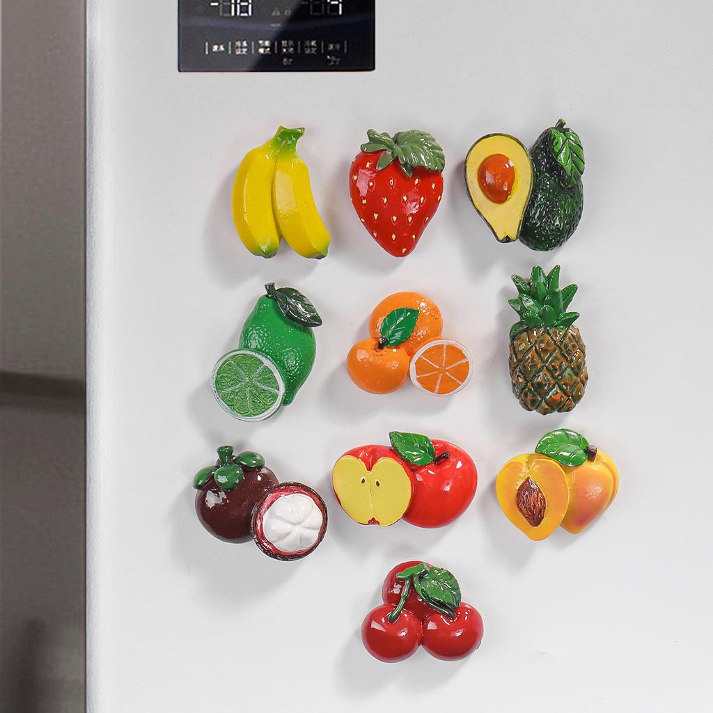1 Set of Fruit-Themed Resin Ornaments (10 Pieces), Realistic and Cute Design, Perfect for Home Decor, , Kitchen Decoration