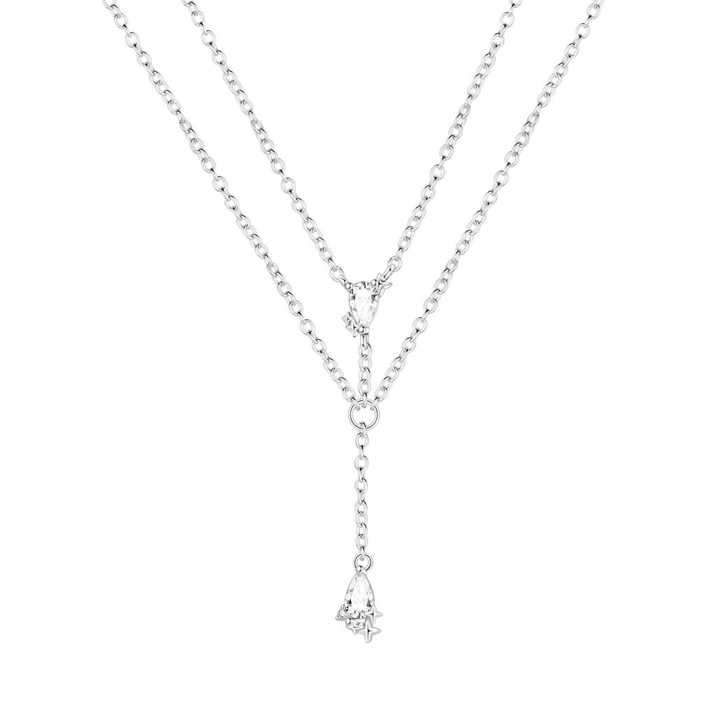 Orstarry S925 Silver Exquisite Star Moon Y-shaped Chain Pendant Necklace for Women Birthday Gifts Fashion Fine Jewelry