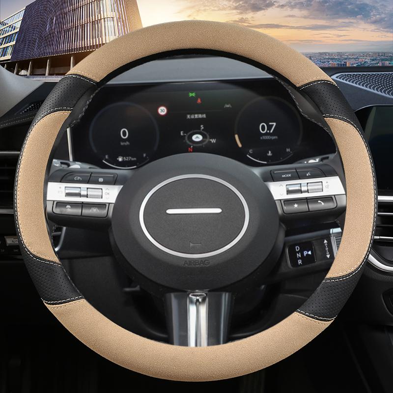 Suede Cow Car Steering Wheel Cover For Hyundai Sonata 10th 11th -2025 Kona -2025 Tucson -2025 Auto Accessories