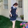 Tooling suit skirt women's summer new casual striped splicing shirt short skirt two-piece set