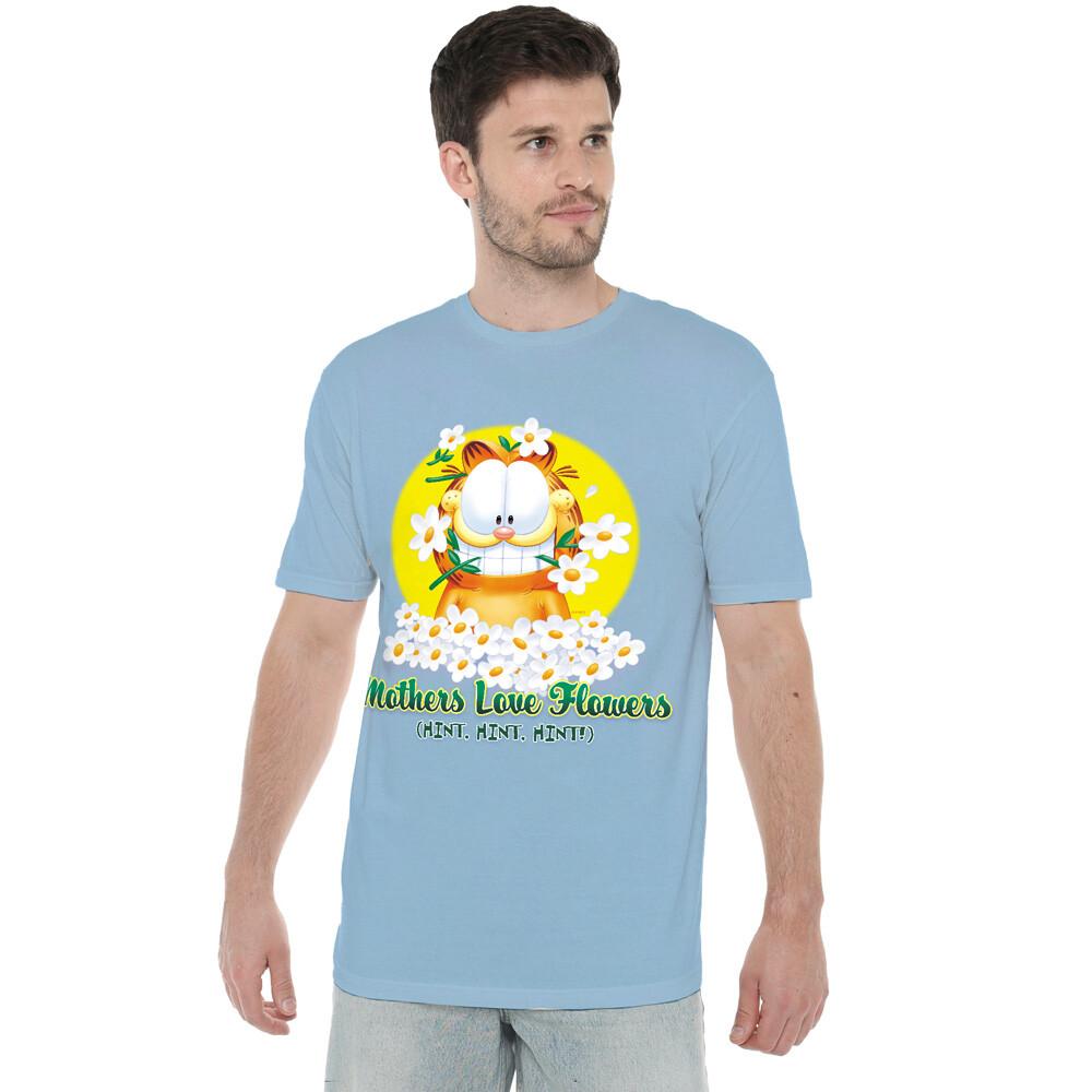 Garfield Mothers Love Flowers T-Shirt S-2XL Light Blue XXL