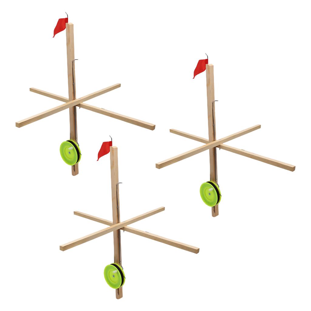 Ice Fishing Tip Up Flag High Visibility Flag Ice Fishing Equipment Gear with Fishing Net and 50M Nylon String