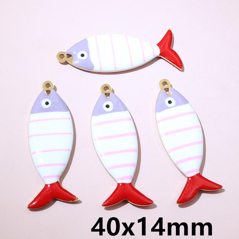 10pcs Stainless Steel Enamel Stripe Fish Charms Pendant 40x8/40x14mm DIY Jewelry Making Accessories for Necklace Earrings