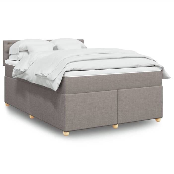 VidaXL Slatted Bed Base with Mattress Taupe 160x200 Cm Fabric 3289049