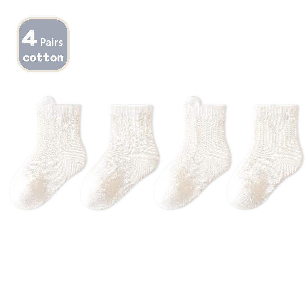 4 Pairs Children Socks White Color Mesh Breathable Newborn Socks Comfortable Kids Socks Baby Accessory