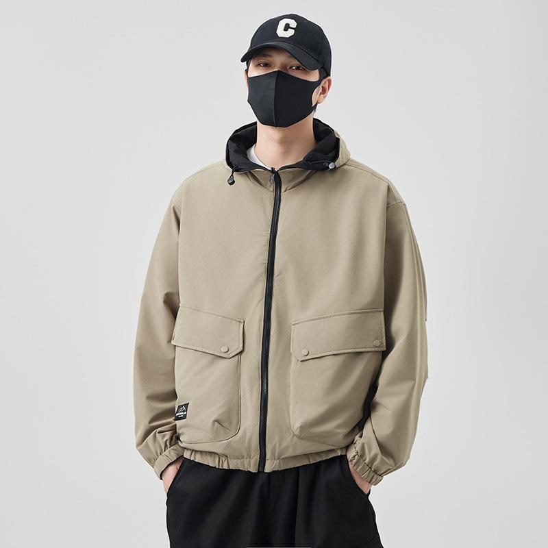 New Spring And Summer Trendy Brand Double-Sided Jacket Jacket Men'S Tooling Jacket Hooded Men'S Jacket Top Trendy