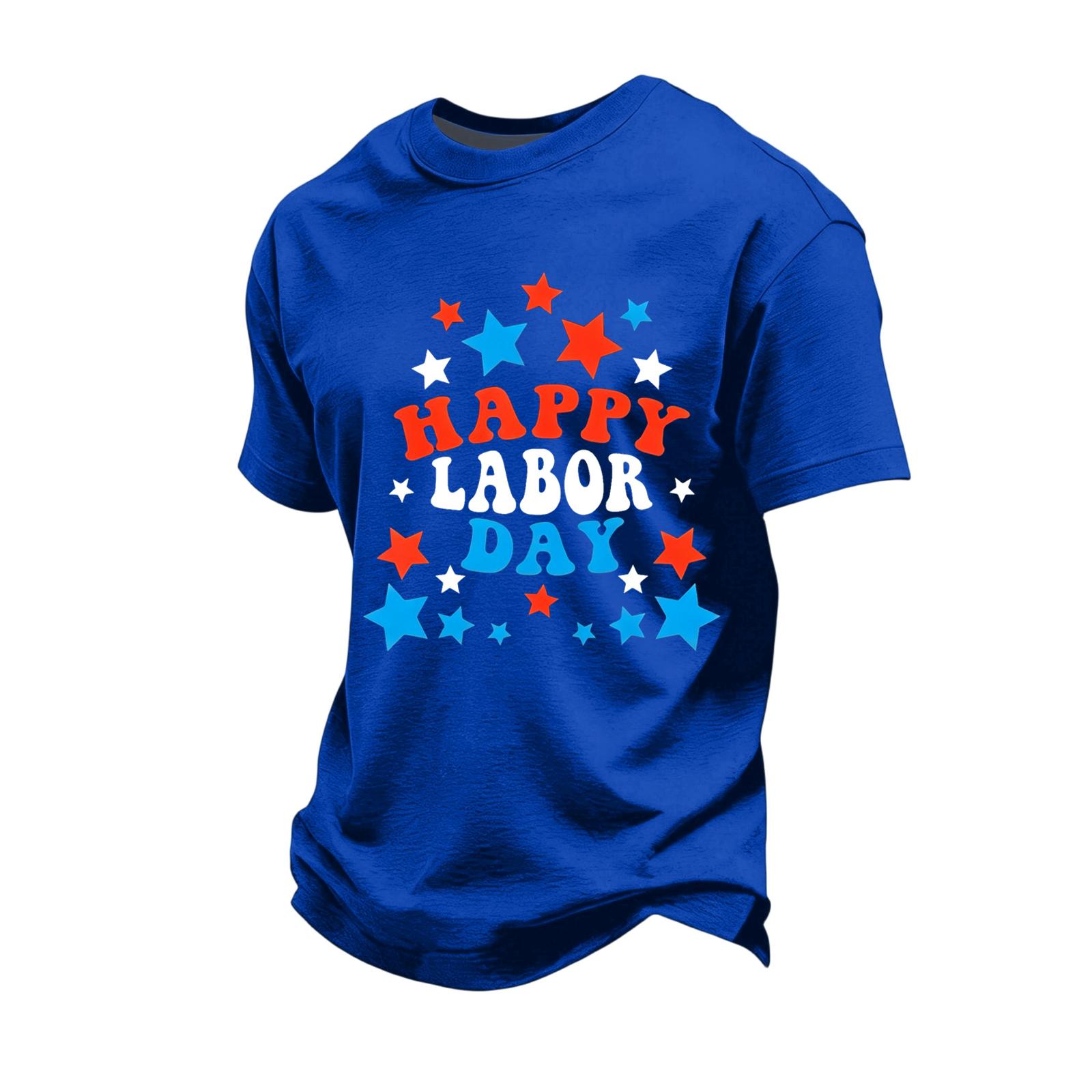

Men s Loose Fit Casual Short Sleeve T-Shirt Labor Day Graphic Print Crew Neck Comfortable Top XXL
