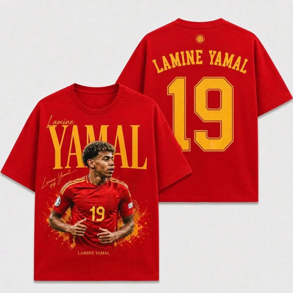 Lamine Yamal Spain No19 Football Graphic T Shirt Y2k Oversized Unisex Summer High Quality Short Sleeve Streetwear Fan Tee