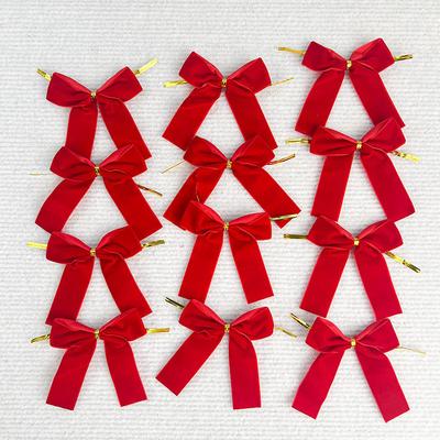 10/12/24pcs  Christmas Bow Decoration Christmas Tree Hanging Ornaments Bowknot For Xmas Wreath New Year 2025 Navidad Gifts Bow