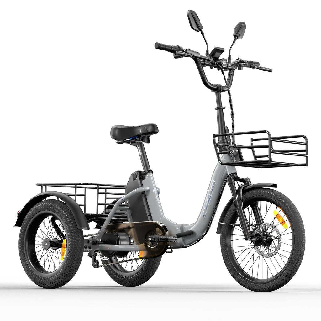 Cysum AG1 Pro 48V20AH Akku Elektrofahrrad Vorne 20*2.1+Hinten 16*3.0" Reifen Elektrofahrrad Erwachsener Elektroroller 750W Motor Elektrisches Lastendreirad
