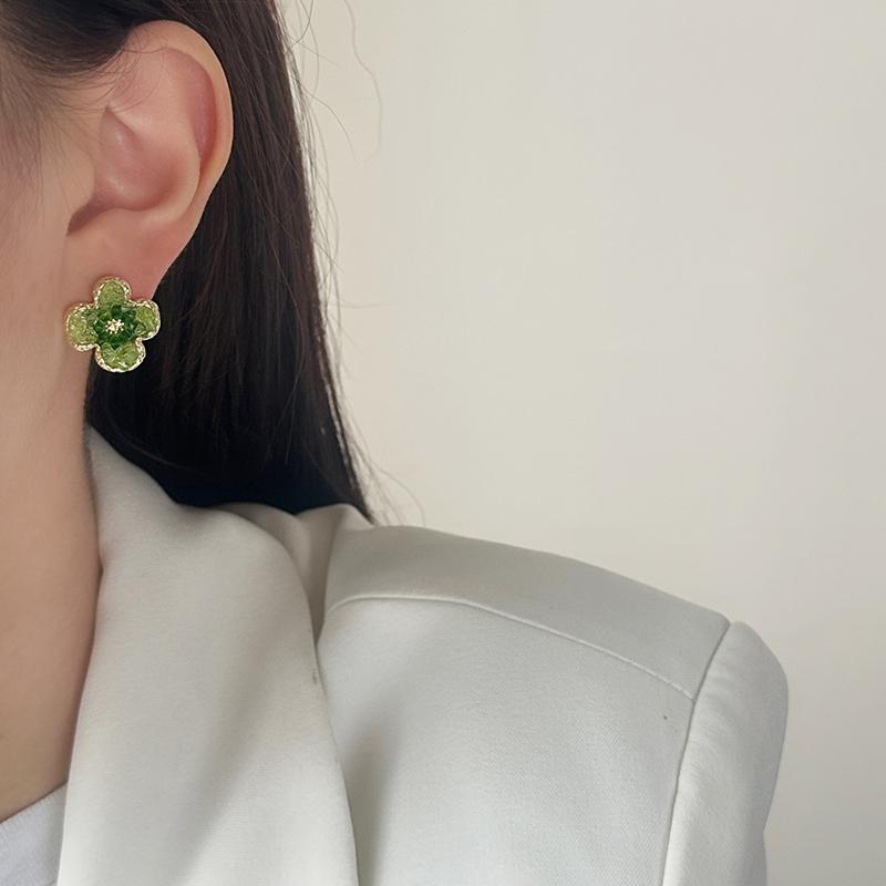 PONYKISS  Sterling Silver 14K Gold Colorful Crystal Flower Stud Earrings for Women Fine  Cute Plant Accessories