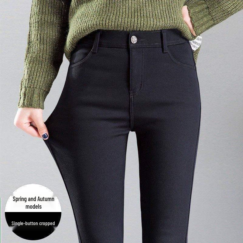 

Women s 2025 Lambswool Slimming High Elasticity Black Pencil Pants with Velvet Lining 2XL (128-135 kg)