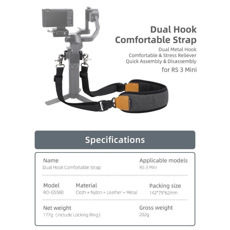 Quick Release Shoulder Strap Breatable Stress Relief Lanyard Adjustable Strap for RS3 Mini Handheld Gimbal Stabilizer