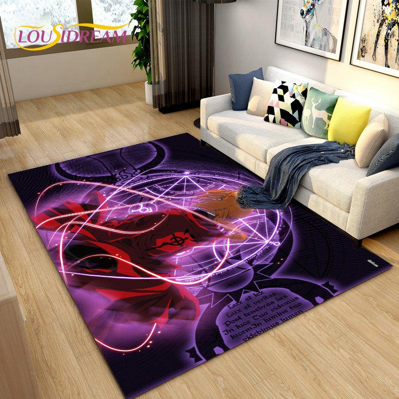 Fullmetal Alchemist Anime Cartoon Area Rug Large,Carpet Rug for Living Room Bedroom Sofa Doormat Decoration, Non-slip Floor Mat