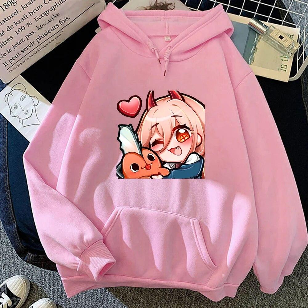 Anime Chainsaw Unisex Niedliche Pochita Power Hoodies Winter Warm Unisex/Damen Frühling/Herbst Unisex Sweatshirt Ästhetische Harajuku Sudaderas Unisex
