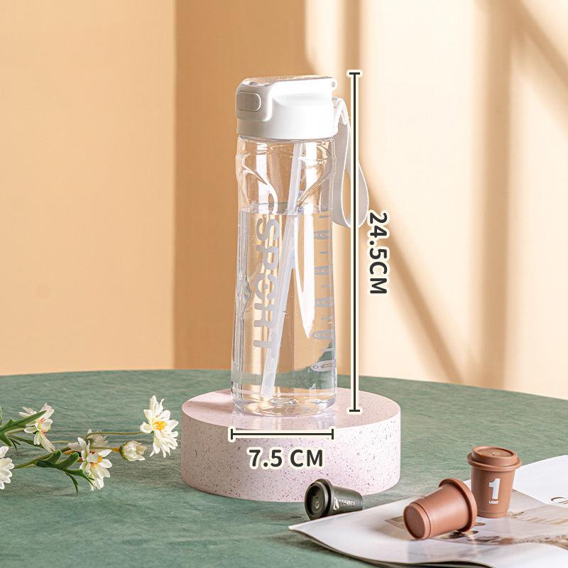 800ml Large Capacity Plastic Transparent Water Bottle With Straw Drinking Portable Sport Cup Kid School Outdoor Sport Camping