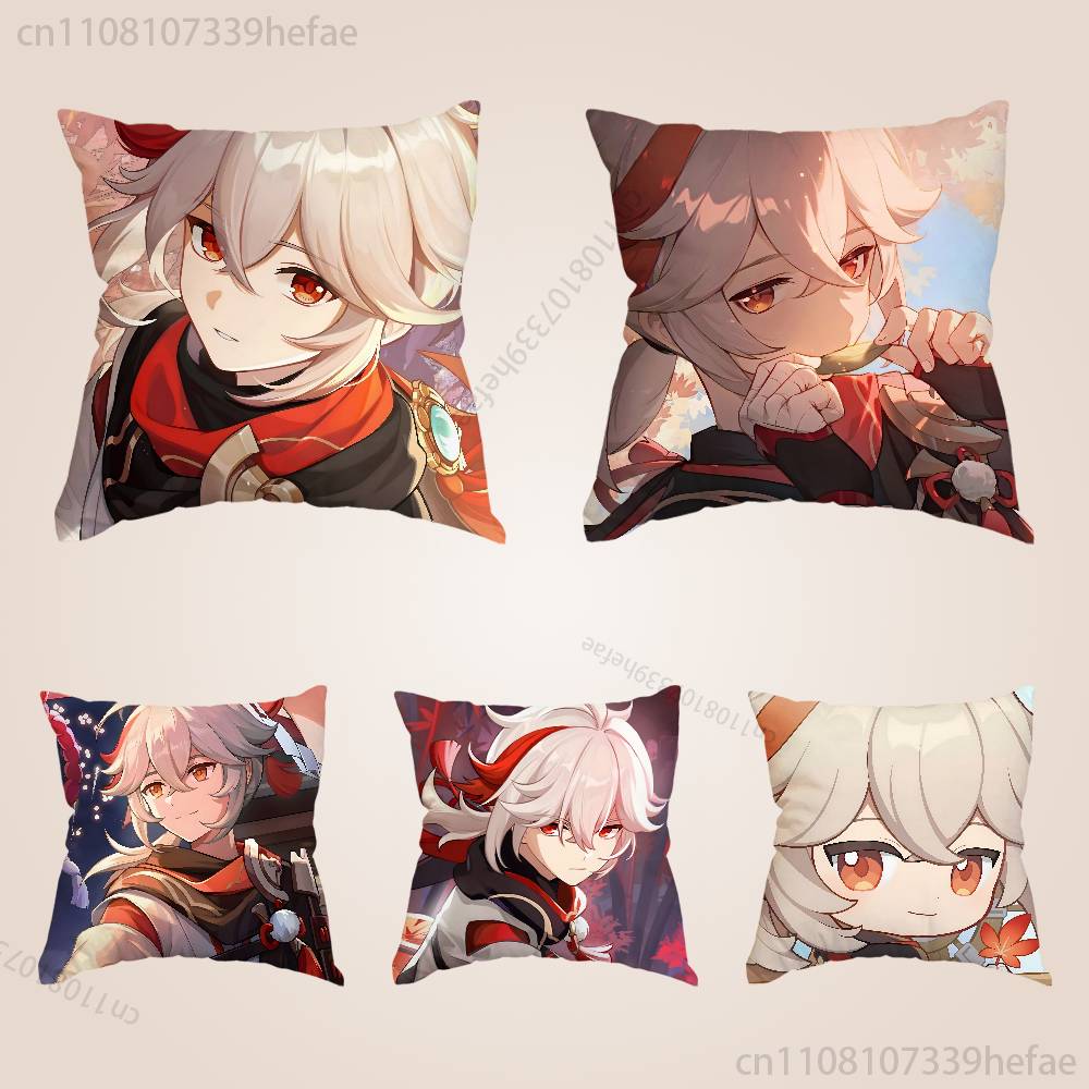 Kazuha Genshin Impact Print Polyester Pillow Case for Valentine Gift Home Sofa Cushion Cover Decoration Custom