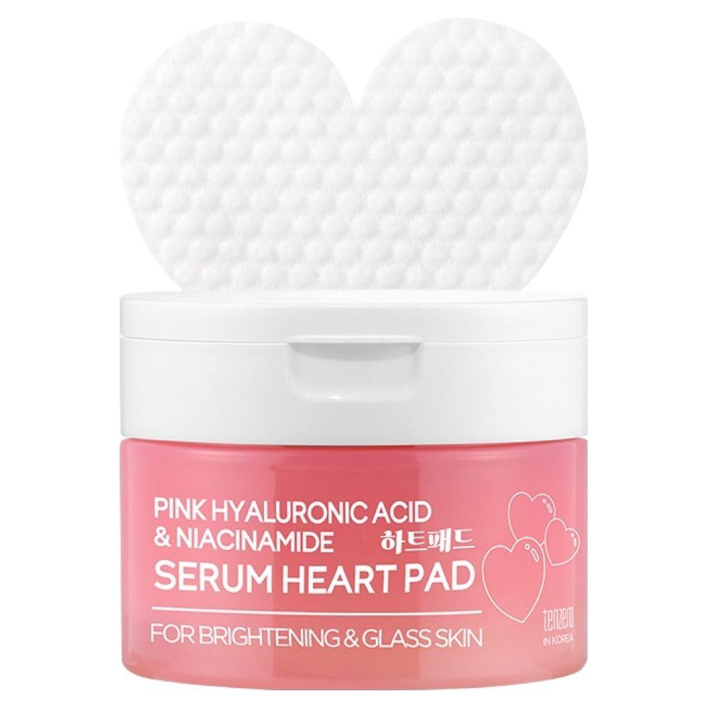 TENZERO Pink Hyaluronic Acid & Niacinamide Serum Heart Pad - Brightening & Intense Hydration - 150g (70 Pads)