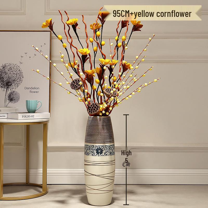 Large European-Chinese Ceramic Floor Vase for Home and Living Room Floral Decor