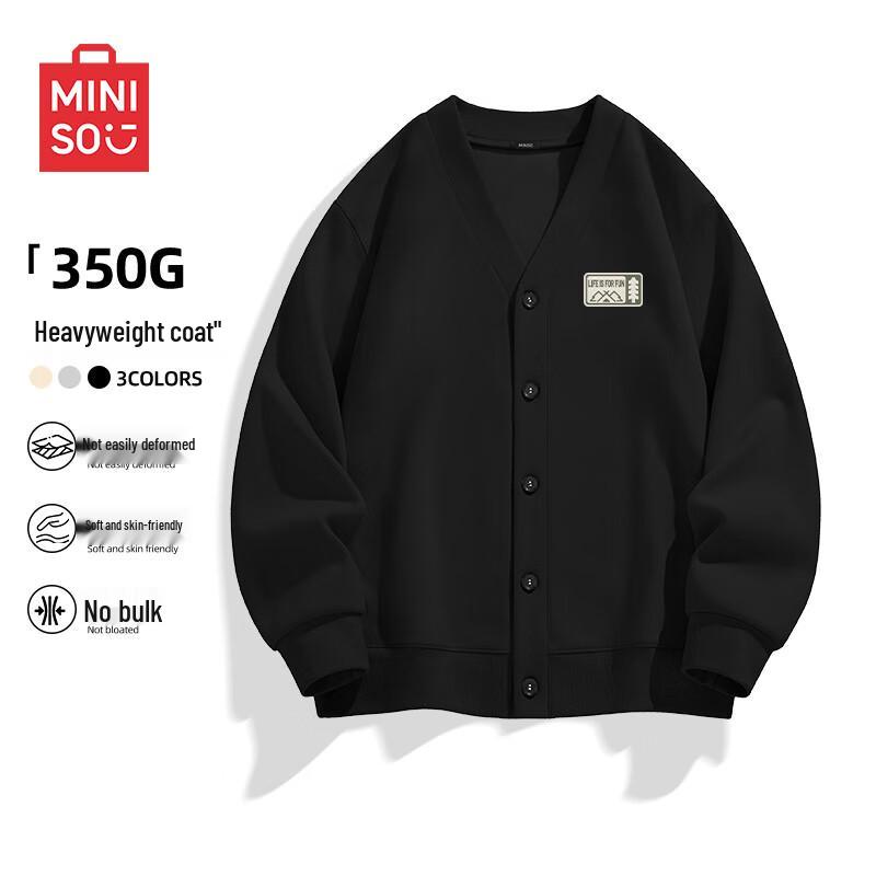 MINISO Men's Casual V-Neck Cardigan Sweatshirt