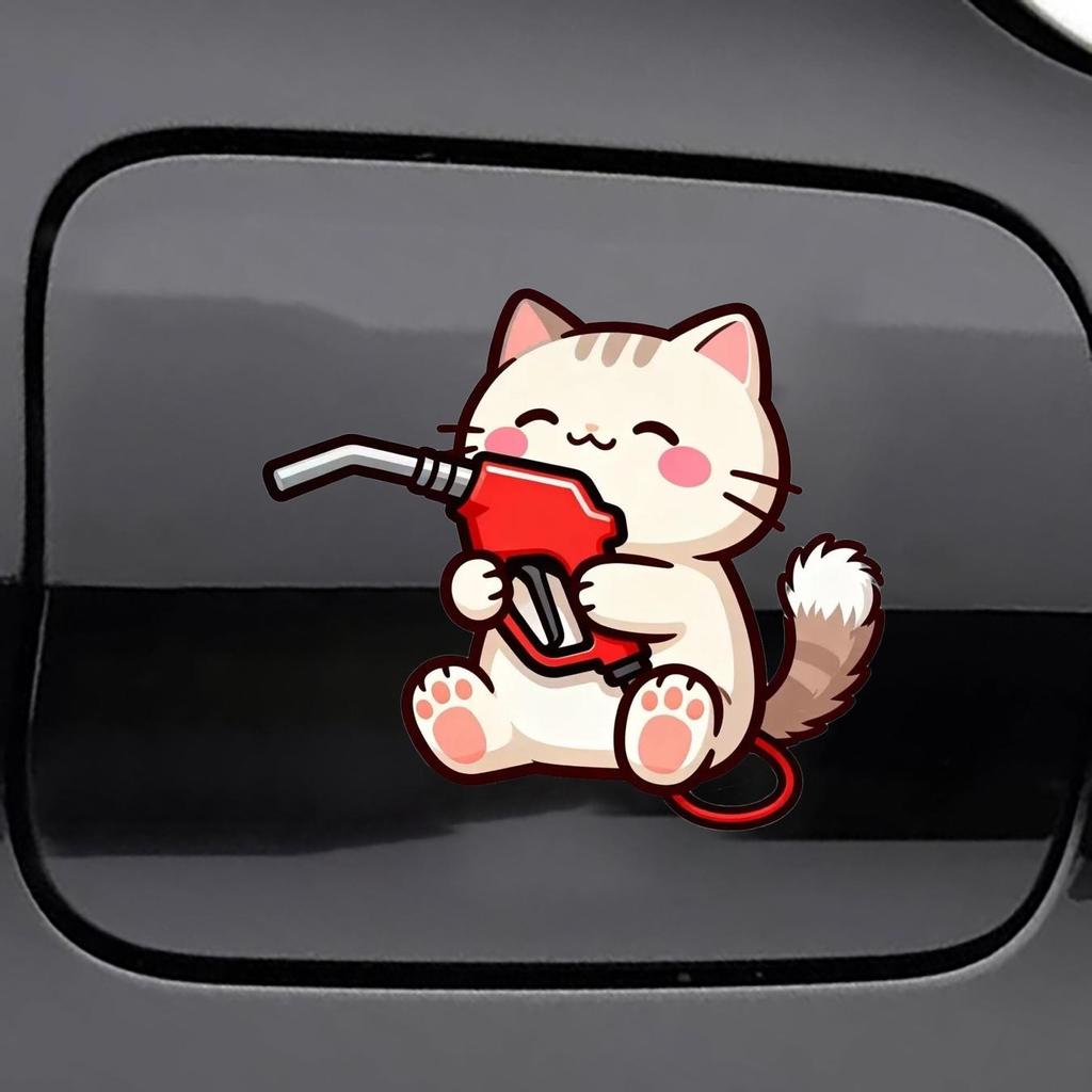 20 piece cartoon kitten hand-held refueling gun refueling prompt sticker car refueling port sticker