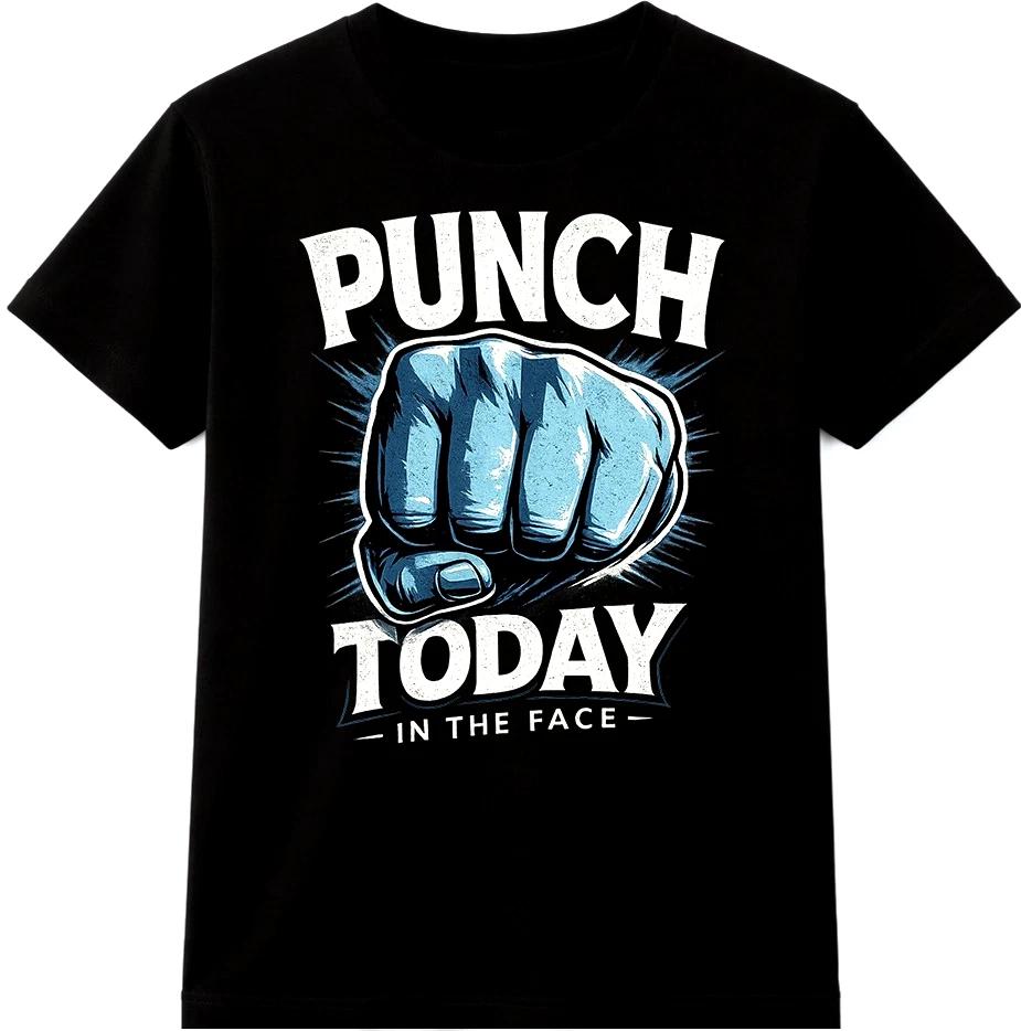 Funny Boxing T Shirt Punch Today Face Slogan Fist Graphic Tee Casual Top XXXXL