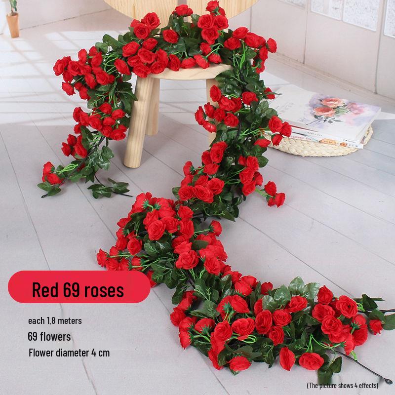 Artificial Rose Flower Vine for Balcony, Staircase, and Railings Decoration
