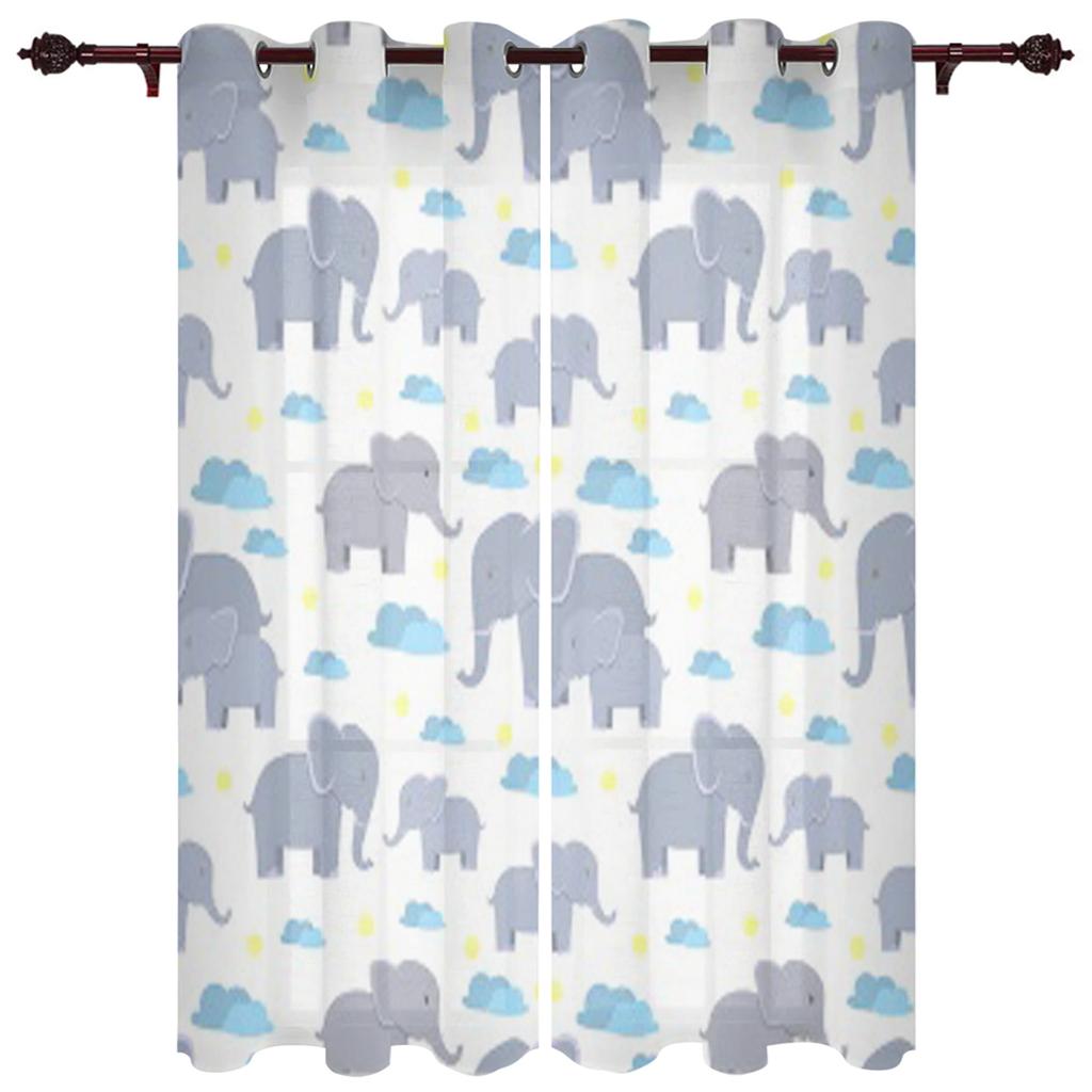 Baby Elephant Cute Butterfly Window Curtain for Living Room Bedroom Home Decor Kitchen for Window Drapes