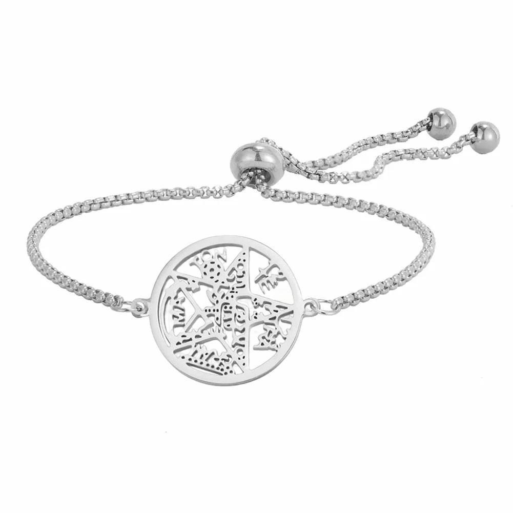Dreamtimes Vintage Stainless Steel Witchcraft Tetragrammaton Protection Pentagram Pendant Bracelets for Women Men Bangles Gifts